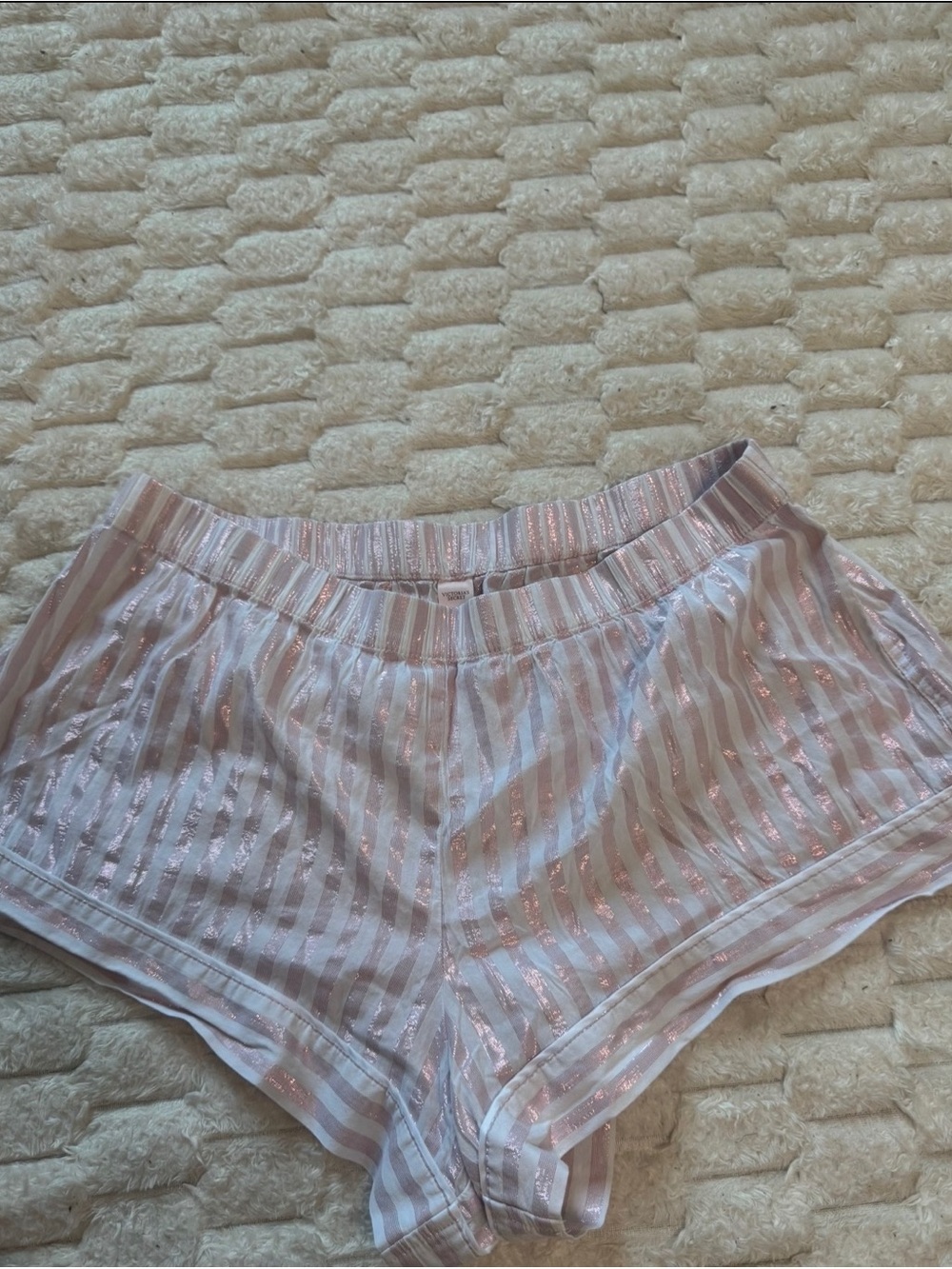 Victoria’s Secret Metallic Pink Striped Pajama Sleep Shorts